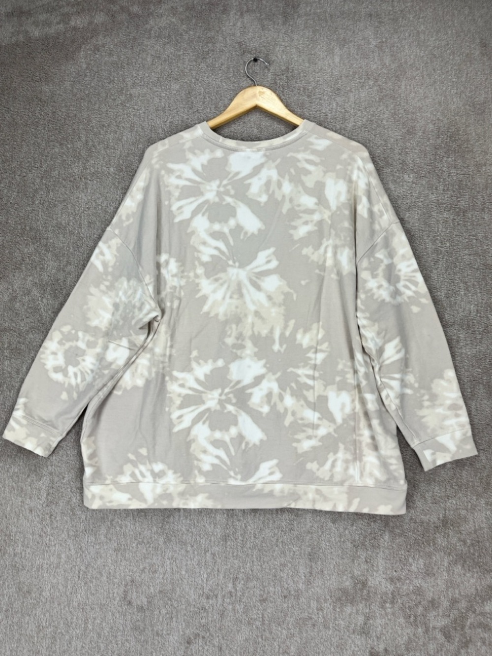 Athleta Balance Printed Pullover Sweatshirt Women 1X Taupe Tie-Dye Soft Stretch - Picture 2 of 6